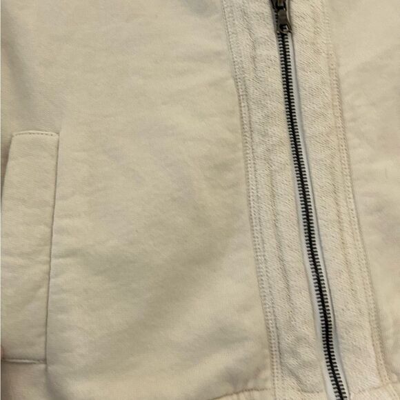 James Perse Cream Cropped Hooded Zip Up Sweatshirt Size Small - Picture 4 of 11